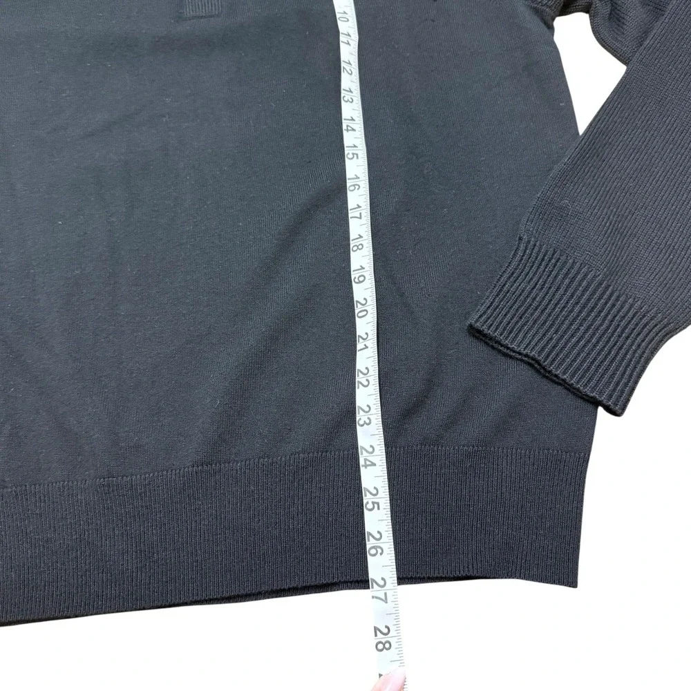 Merino Wool/Cotton Black Button Mock Neck Sweater Classic Preppy Mens Large Tall
